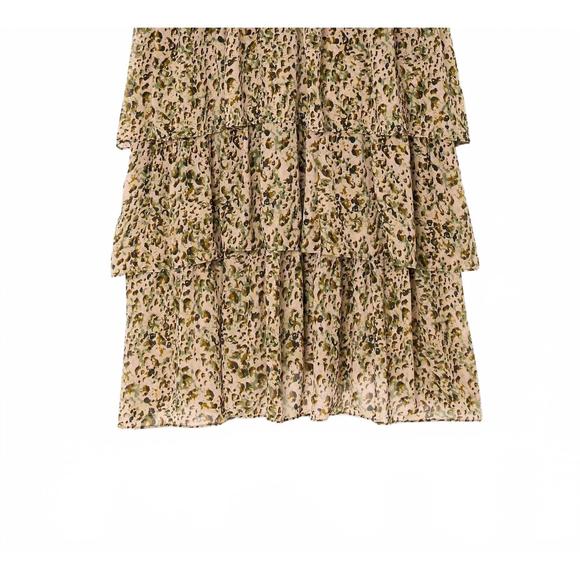 NEW BASH midi printed ruffled skirt in coccie - Picture 4 of 5